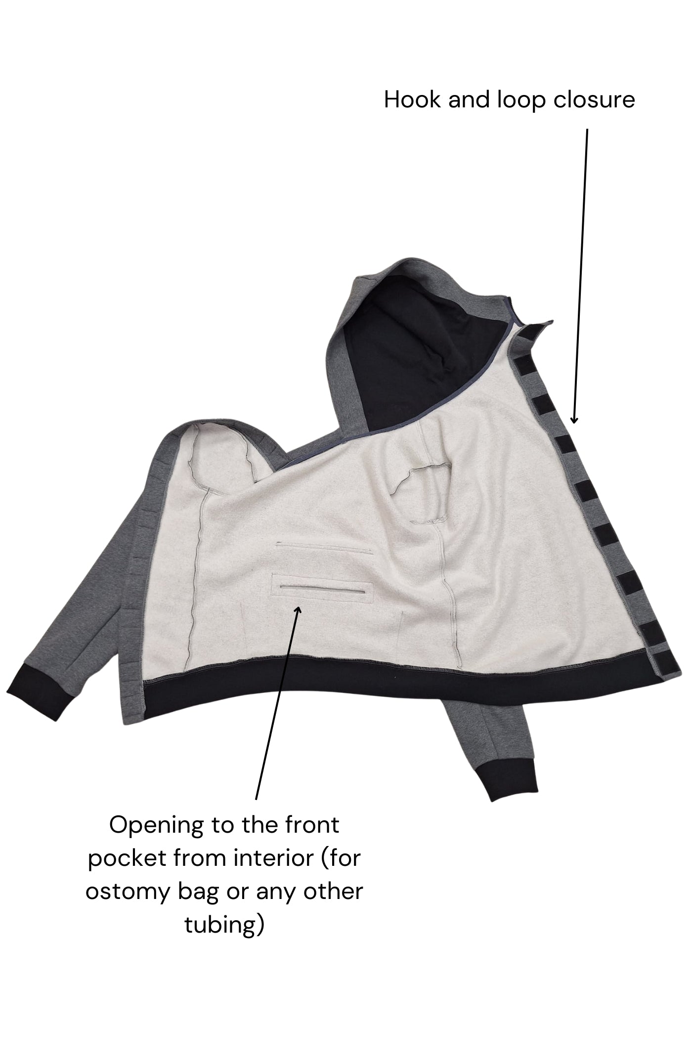 Hoodie for assisted dressing for wheelchair users