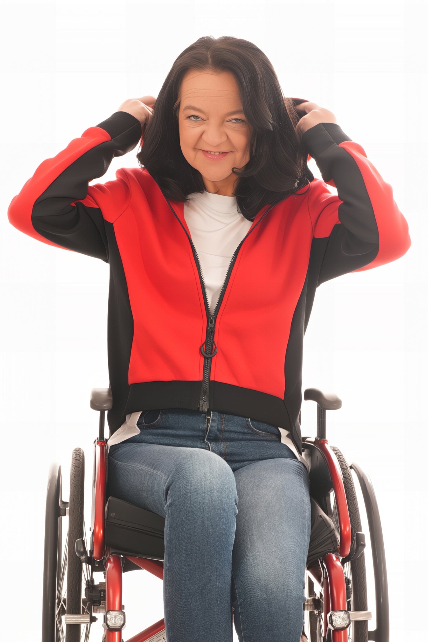 Ladies' Wheelchair Adaptive Jersey jacket with magnetic zipper