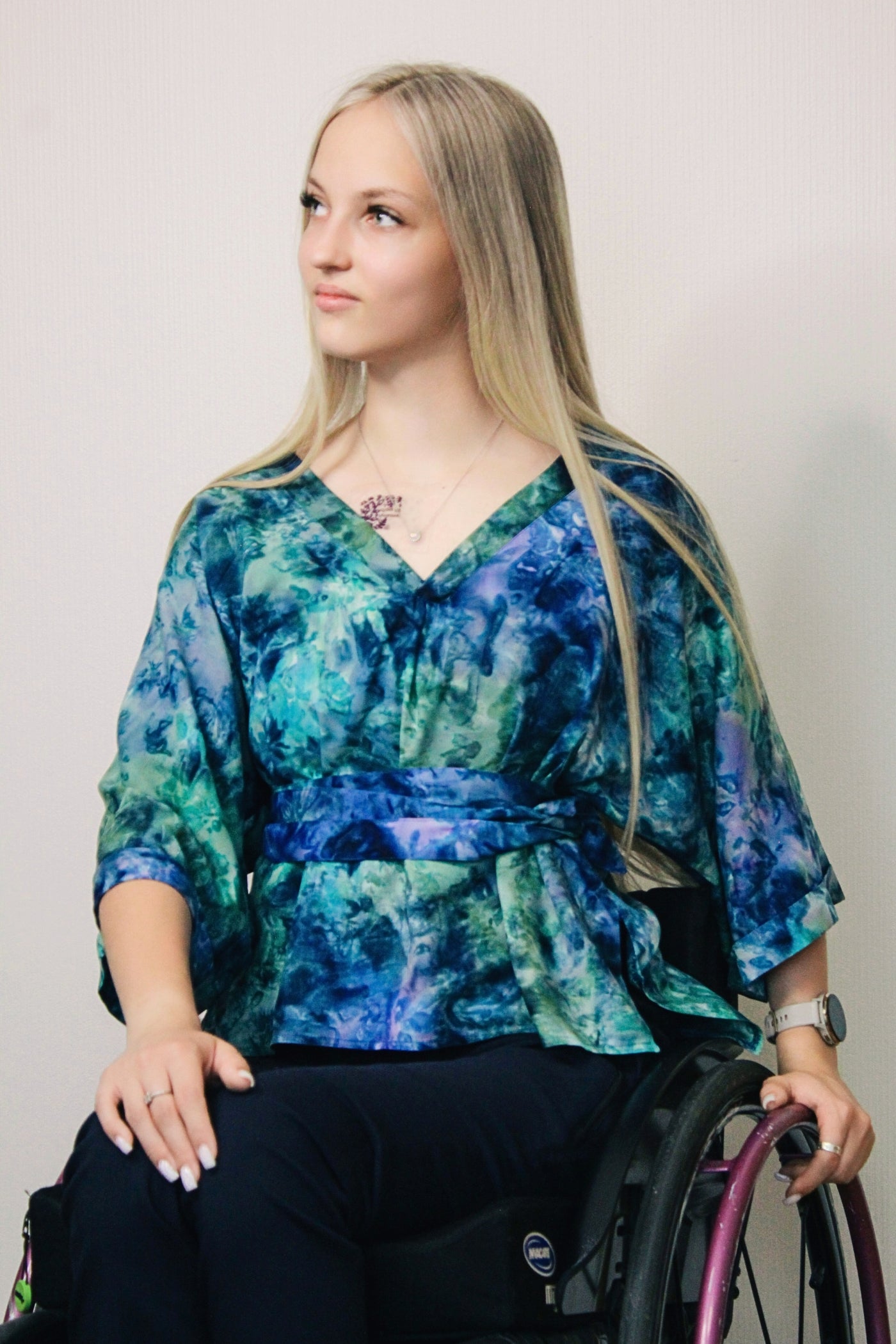 Adaptive Kimono Sleeve Blouse - Ocean Breeze Batik