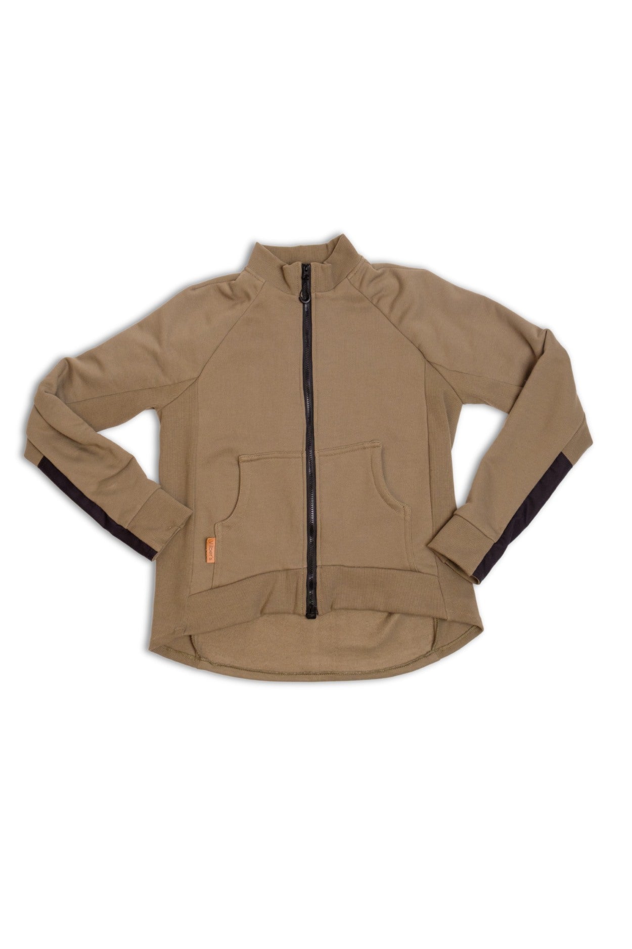 A soft and warm adaptive jacket designed for wheelchair users with magnetic zipper and dirt and tear resistant sleeves