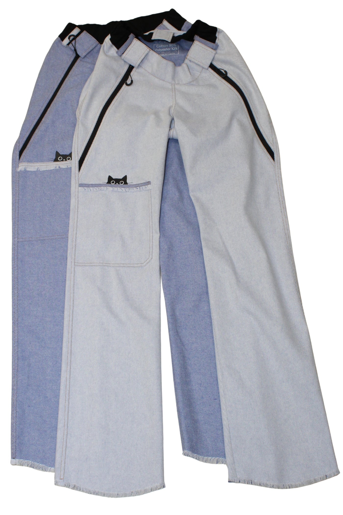 Women's wheelchair adaptive jeans with elastic waist and fun print