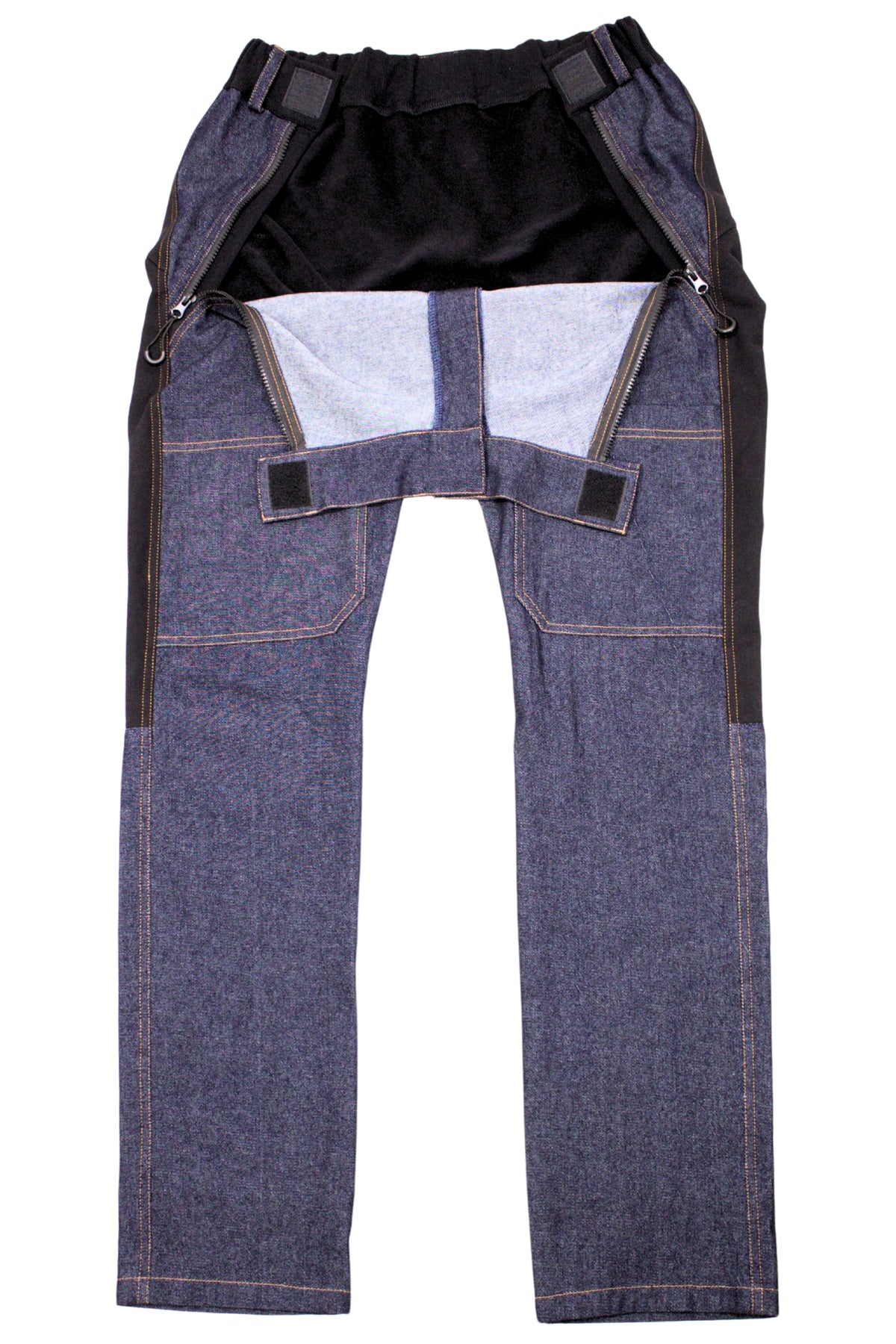 Aangepaste herenjeans voor rolstoelgebruikers met voorklep 100% katoen