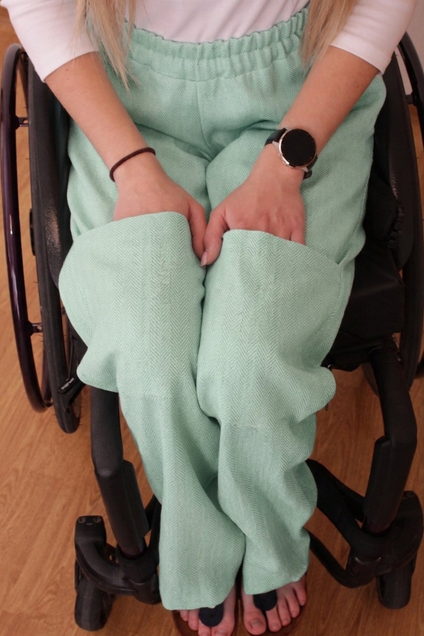 Women's wheelchair summer trousers: 100% Cotton