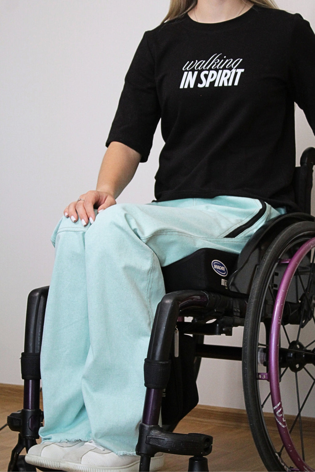 Last items! Women's wheelchair adaptive jeans with elastic waist and fun print