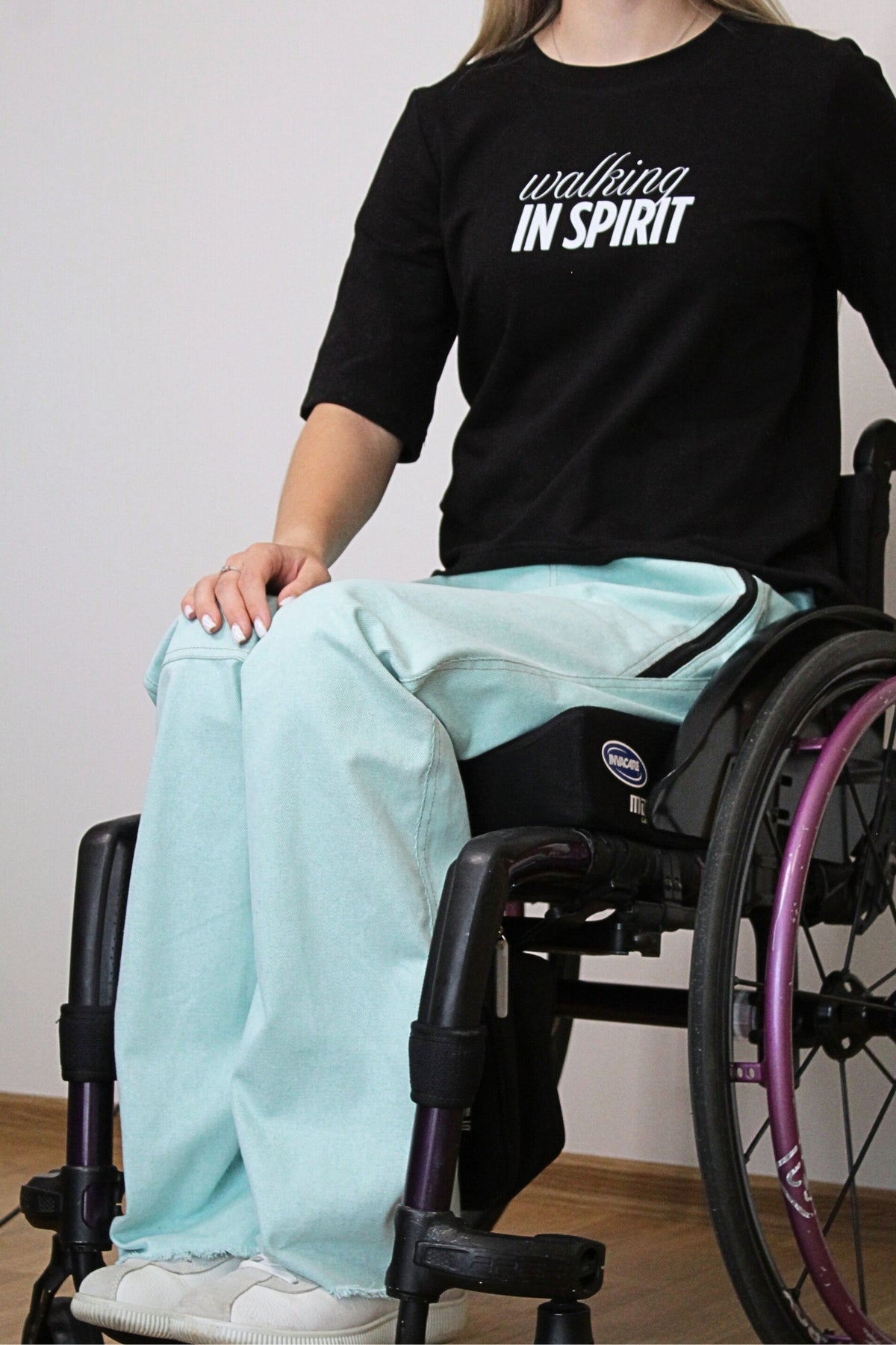 Last items! Women's wheelchair adaptive jeans with elastic waist and fun print