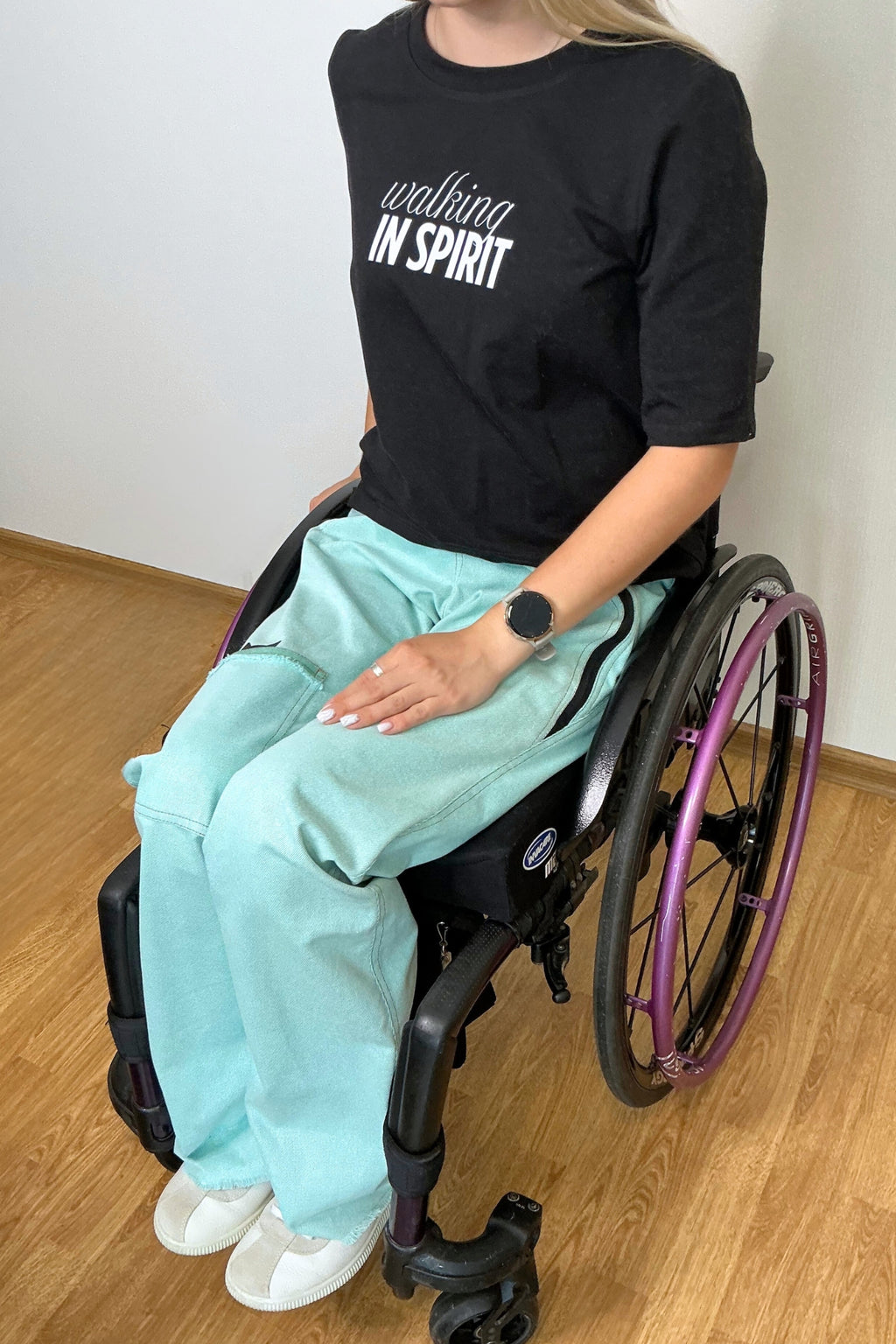 Last items! Women's wheelchair adaptive jeans with elastic waist and fun print