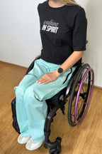 Last items! Women's wheelchair adaptive jeans with elastic waist and fun print